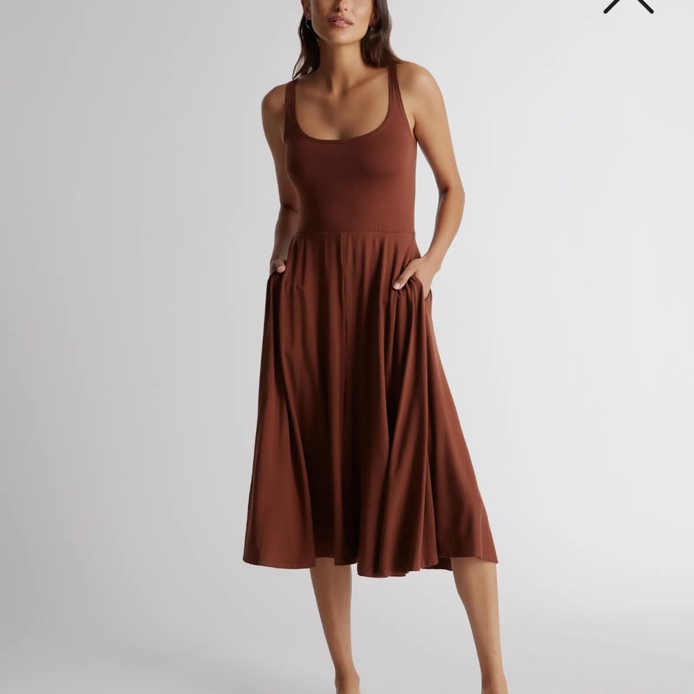 Quince Chocolate Brown Midi Dress